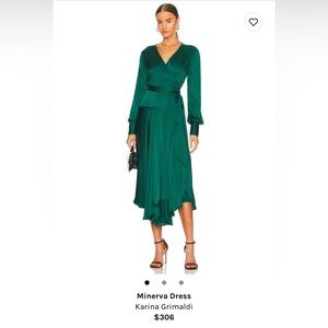 Karina Grimaldi Hunter Green Dress- Medium. Silk.